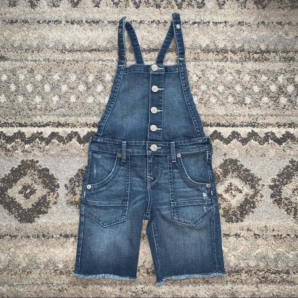 True Religion Distressed Short Overalls Small